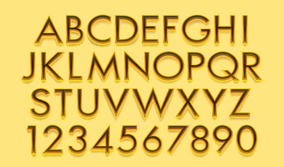 Gold font set collection, letters and numbers symbol. Vector