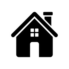 Simple home icon set in black and green, minimal house symbol with chimney, real estate property vector for web and apps.