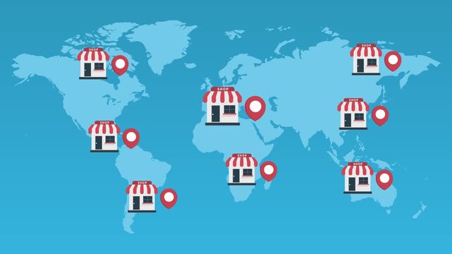 Franchise Business Expansion Animation with World Map