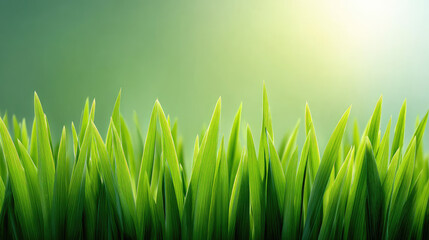 Fresh green grass blades with sunlight and soft background