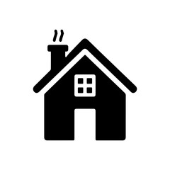 Simple home icon set in black and green, minimal house symbol with chimney, real estate property vector for web and apps.
