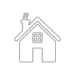 Simple home icon set in black and green, minimal house symbol with chimney, real estate property vector for web and apps.