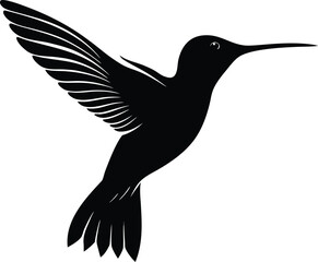 Fototapeta premium realistic black silhouette of humming a bird