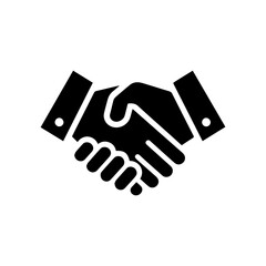 Handshake icon with red and yellow suits in black circle, business partnership symbol, agreement and teamwork concept vector illustration.