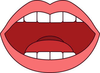 Cartoon Illustration of Open Mouth with Teeth

