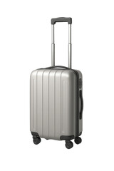 Sleek silver carry-on suitcase ready for your next travel adventure, stylish and modern.