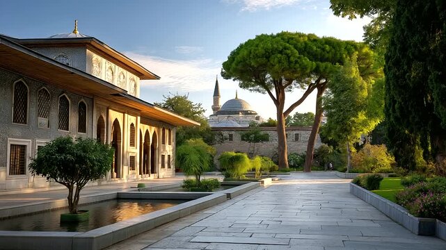 Golden Sunlit Courtyards of Topkapi Palace, Istanbul