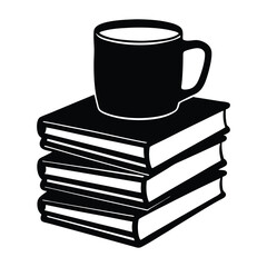 stack of books with a cup