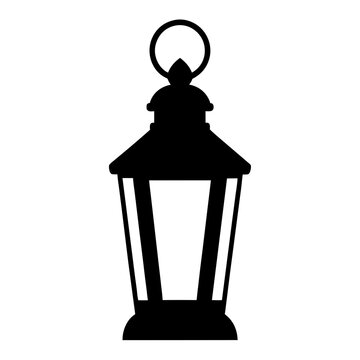 Simple silhouette of a classic lantern with a circular handle on top