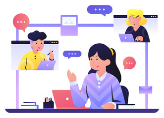 Online Meeting in a Forum Illustration