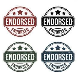 Obraz premium Endorsed Round Stamp in Multiple Colors Featuring Stars on a White Background