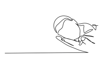 One Line Drawing of Newborn Baby Sleeping in Hand – Minimalist Vector Illustration of Infant Care and Love
