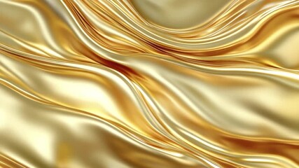 Gold silk fabric flowing in elegant waves - Powered by Adobe