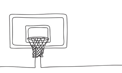 Simple Line Drawing of a Basketball Hoop