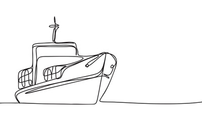 Minimalist Line Art Illustration of a Boat