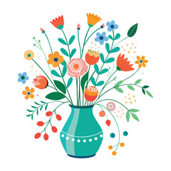A beautiful bouquet of colorful spring flowers in a vase, showcasing nature's vibrant beauty.