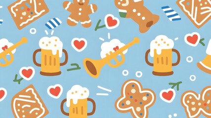 Fototapeta premium seamless pattern with beer mugs