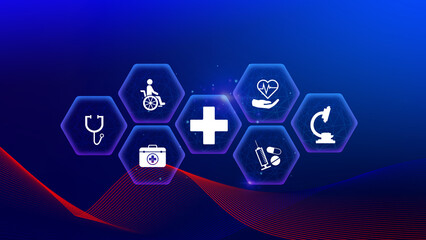 Health care and medical insurance concept. Access to welfare health, health insurance business. protection health, family medicine concept.