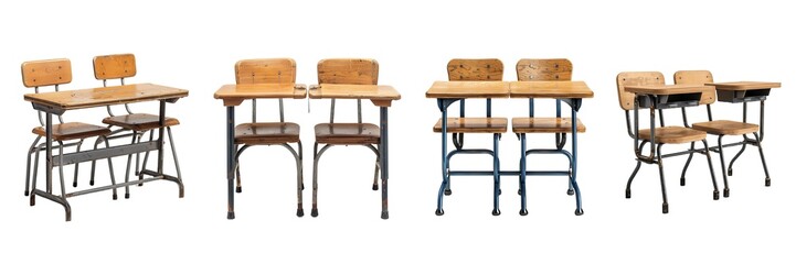 Set of School Table Isolated on Transparent Background. PNG