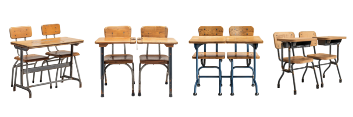 Set of School Table Isolated on Transparent Background. PNG
