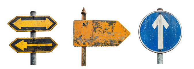 Set of Road Sign Isolated on Transparent Background. PNG