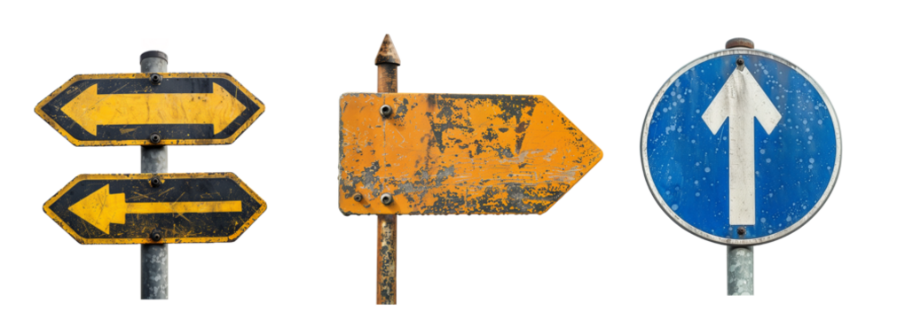 Set of Road Sign Isolated on Transparent Background. PNG