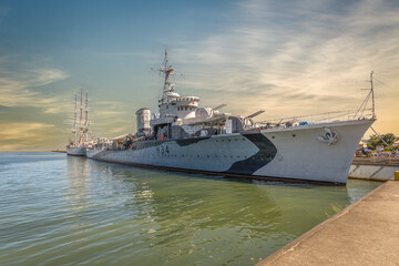 The waterfront of the Port of Gdynia in Poland.