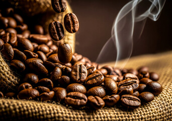 Fototapeta premium Roasted Coffee Beans Spill