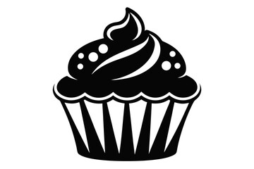 cupcake black and white silhouette