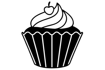 cupcake black and white silhouette