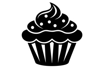 cupcake black and white silhouette