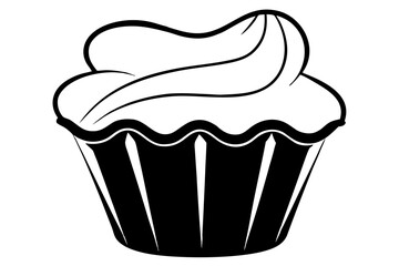 cupcake black and white silhouette