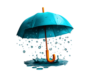 An umbrella raining upward, isolated on transparent background