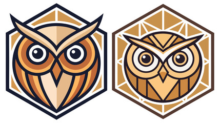 Unique owl logo with minimalist shapes and colors