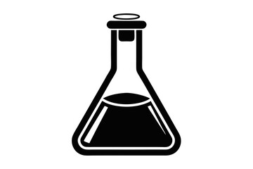  laboratory flask black and white silhouette
