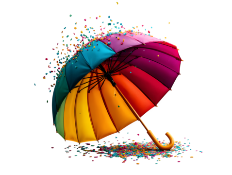 An umbrella raining upward, isolated on transparent background