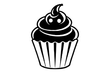 cupcake black and white silhouette
