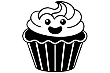 cupcake black and white silhouette