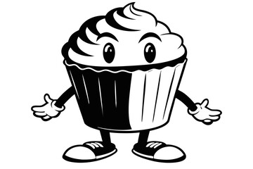 cupcake black and white silhouette