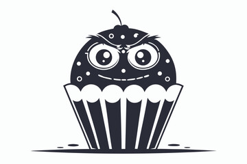 cupcake black and white silhouette