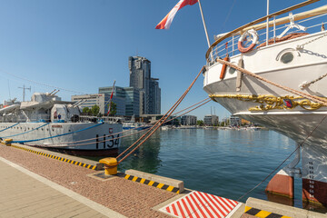 The waterfront of the Port of Gdynia in Poland.