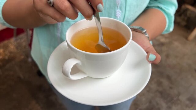 Darjeeling butter tea served in a white cup in India