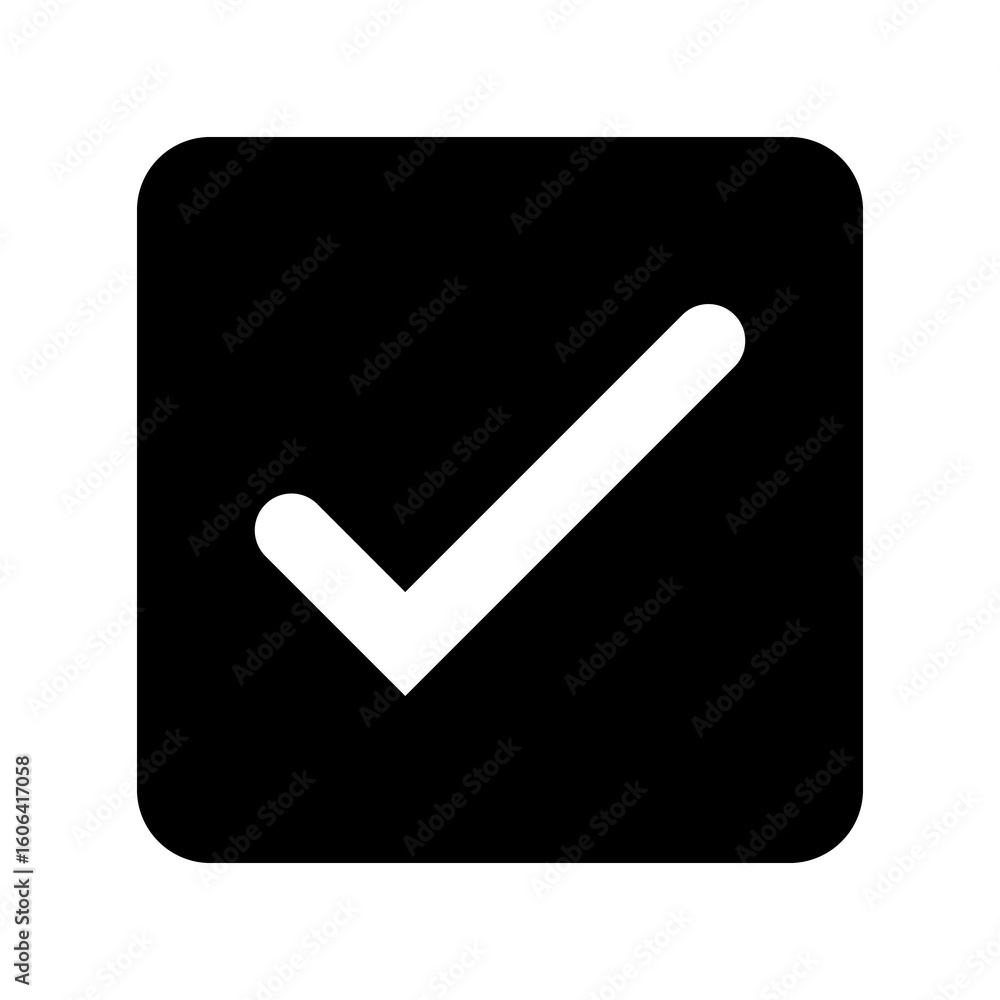 Aufkleber white check mark icon on black round circle transparent background png file type flat style tick ico