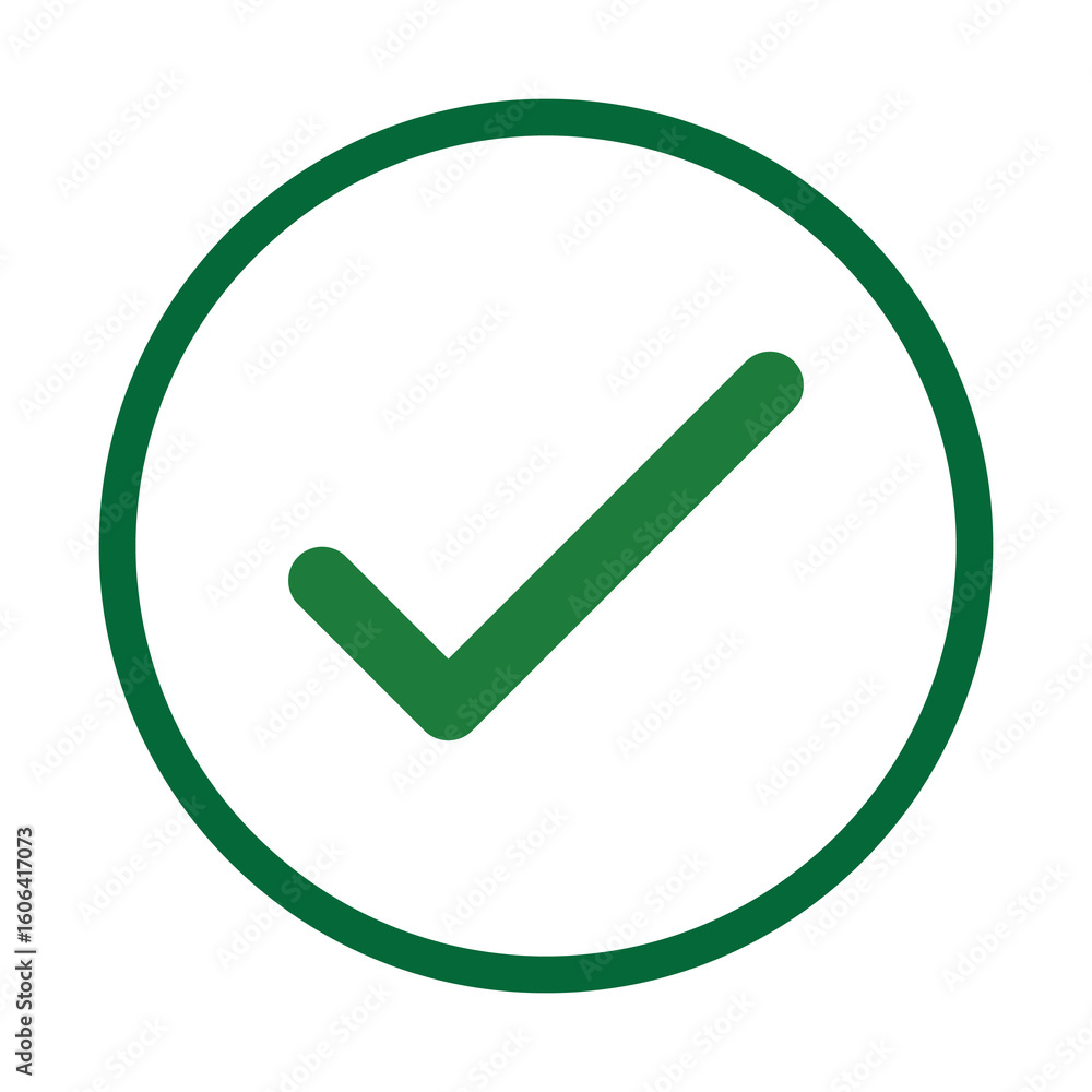 Poster white check mark icon on black round circle transparent background png file type flat style tick ico