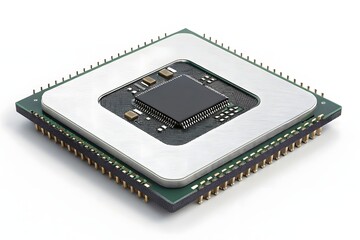 close up of a computer chip on white