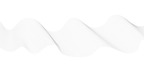 Wave line background with smooth shape. A beautiful wavy line on a white background that creates the optical illusion of waves. Horizontal banner template. Abstract futuristic template.