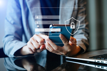 Cyber security concept, Login, User, identification information security and encryption, secure...
