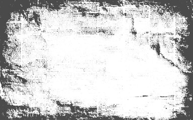 Fototapeta premium Grunge retro newspaper print texture, faded letters and dust particles, distressed old paper surface ideal for backgrounds, overlays, and digital artwork.