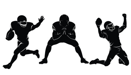American football player silhouette vector illustration set 