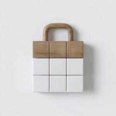Wooden-handled, white-cubed lock